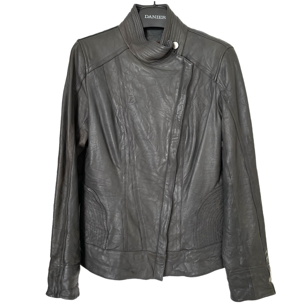 Danier Italian Leather Jacket Coat, Dark Grey, Women’s Size XS